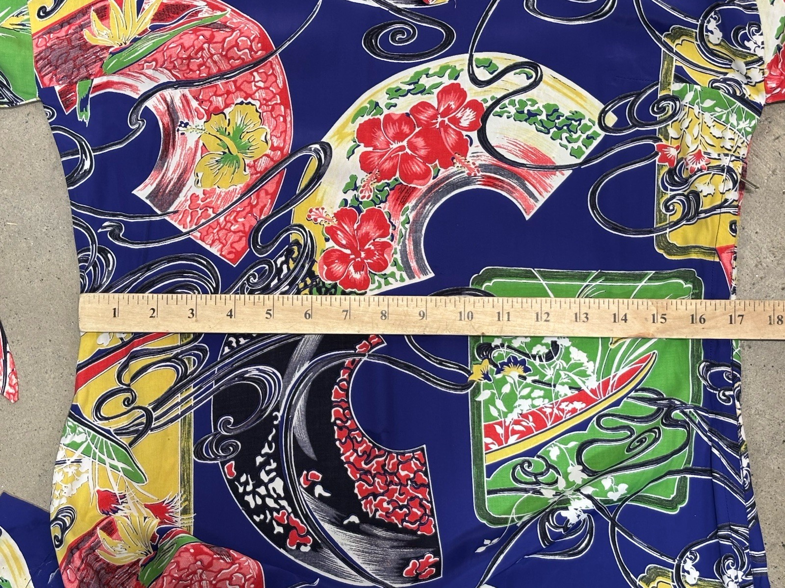 Vtg Paradise Sportswear 1950s Hawaiian Maxi Dress Women’s Pake Muu Fans RARE