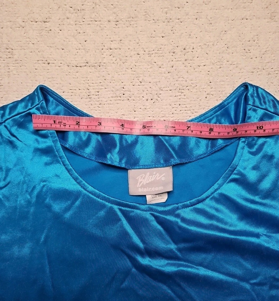 Vintage Blair Metallic Blue Shirt 80’s/90’s. 3XL women Large