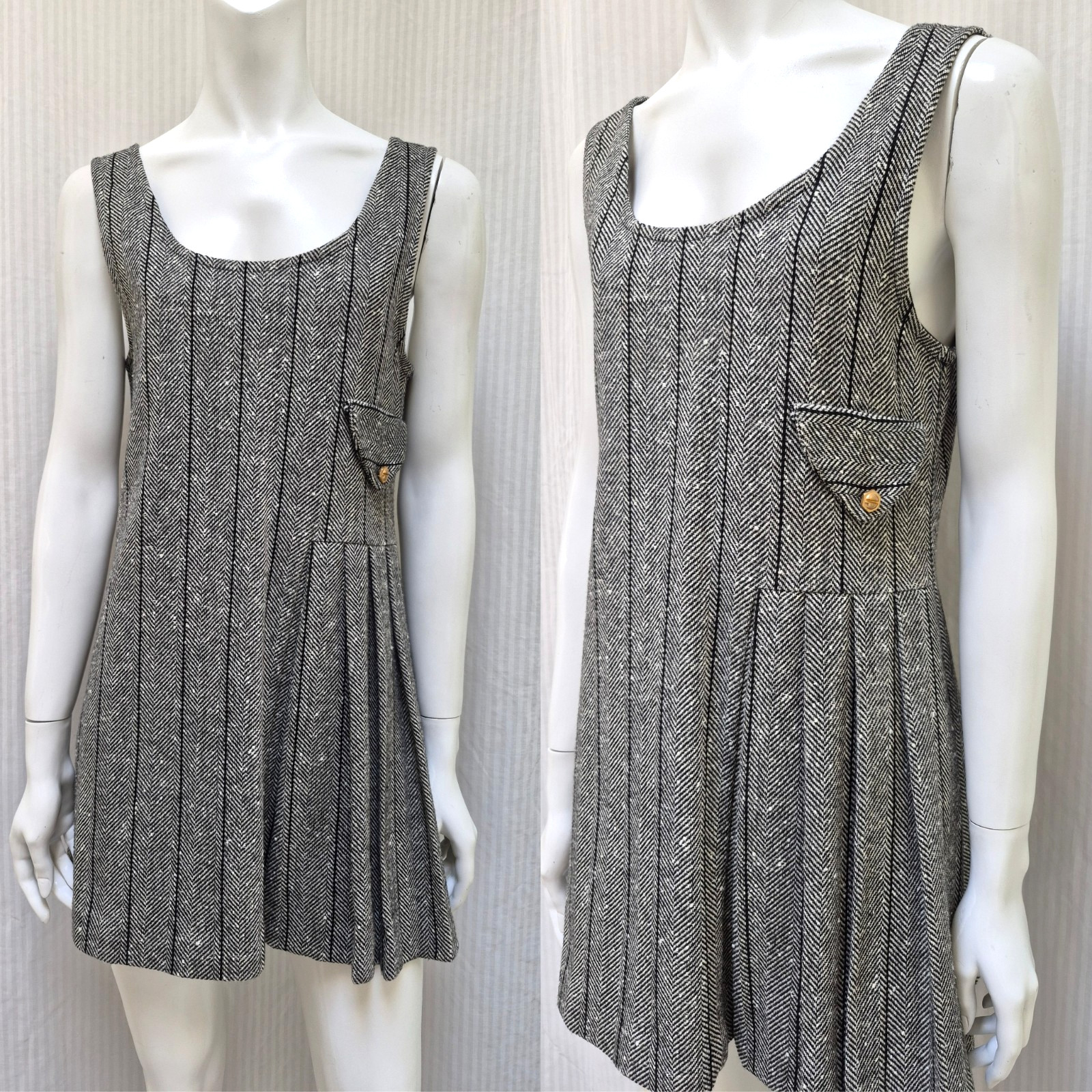 NOS Vintage 1960s Black White Mini Dress Sears Jr High Girl – Size XS/S
