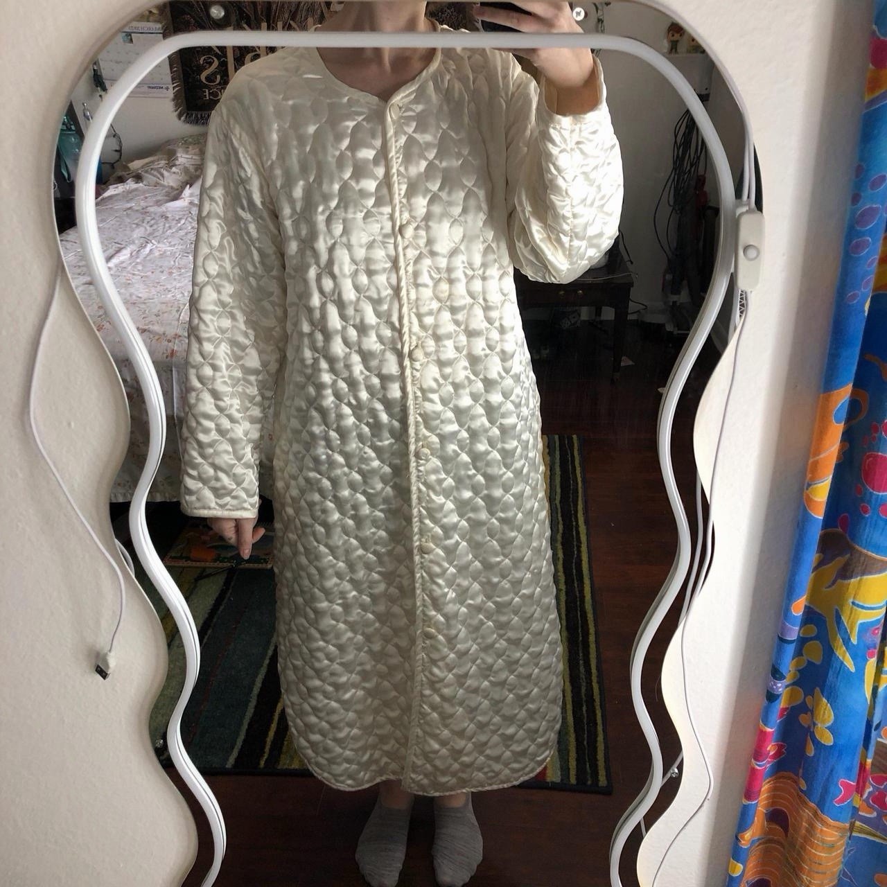 Barbizon Cream Quilt Nightgown House Jacket Robe Full Button Front