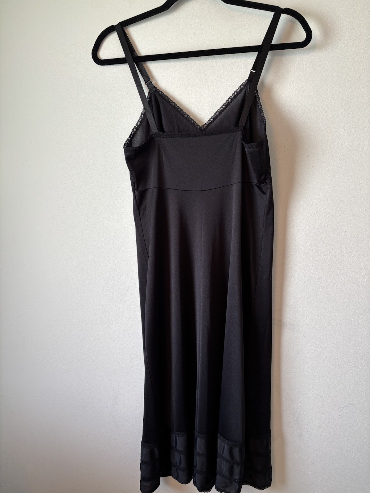 Vintage Lorraine Black Full Slip Dress Lingerie Dark Fairy Lace Size 34 Tall