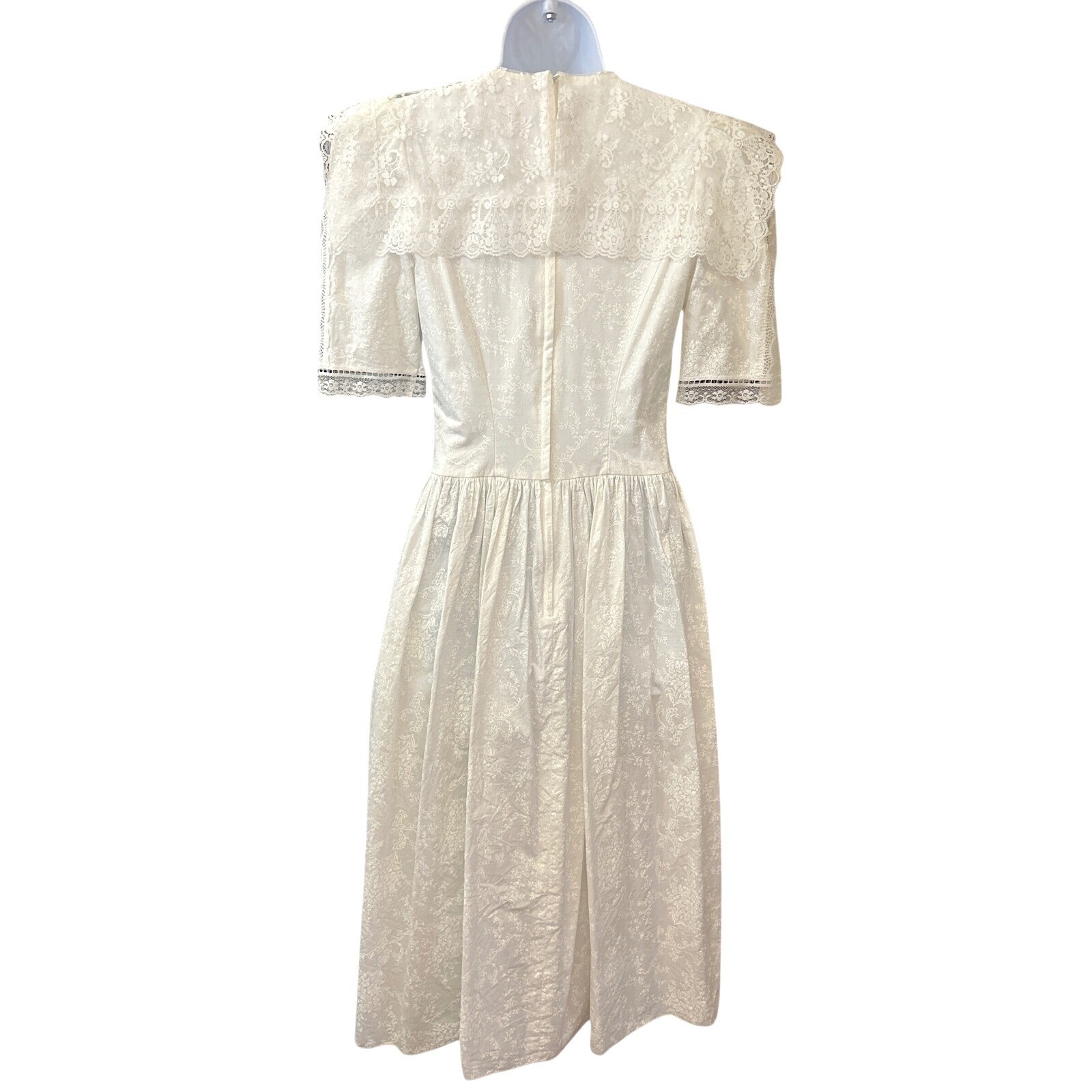 80s Gunne Sax Jessica McClintock Dress Cottagecore Victorian Romantic White Lace