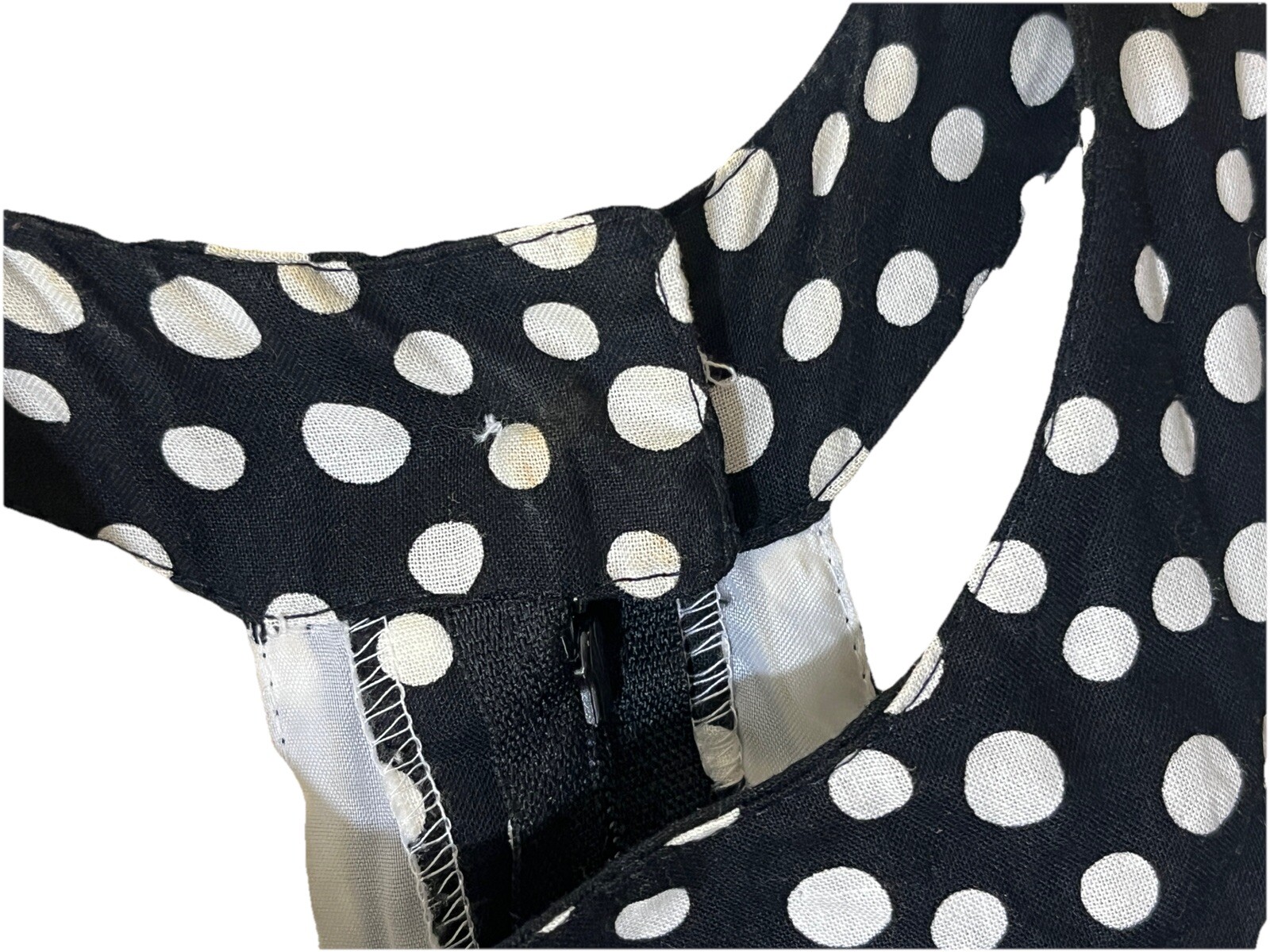 Vtg 80s Geary Roark Kamisato Dress Women 4 Black Polka Dot Pinup Rockabilly Maxi