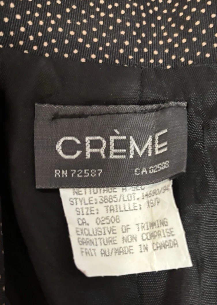 Creme Brown Dot Blazer Women 11/12 Rayon Lined Vintage Career Jacket 90s