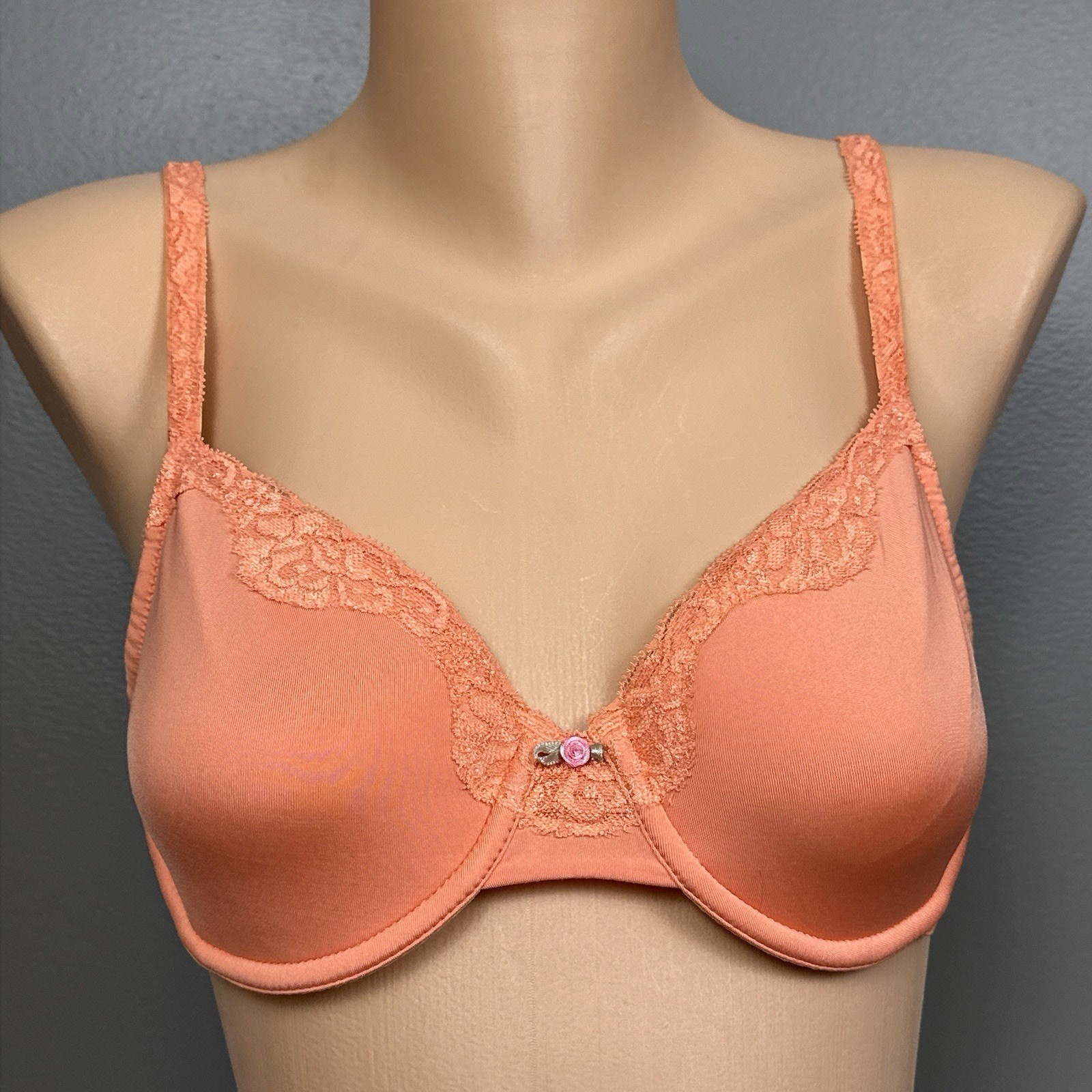 Vintage Warner’s Bra 38B Orange Underwire Style 01599 Soft Light Lined Plushline