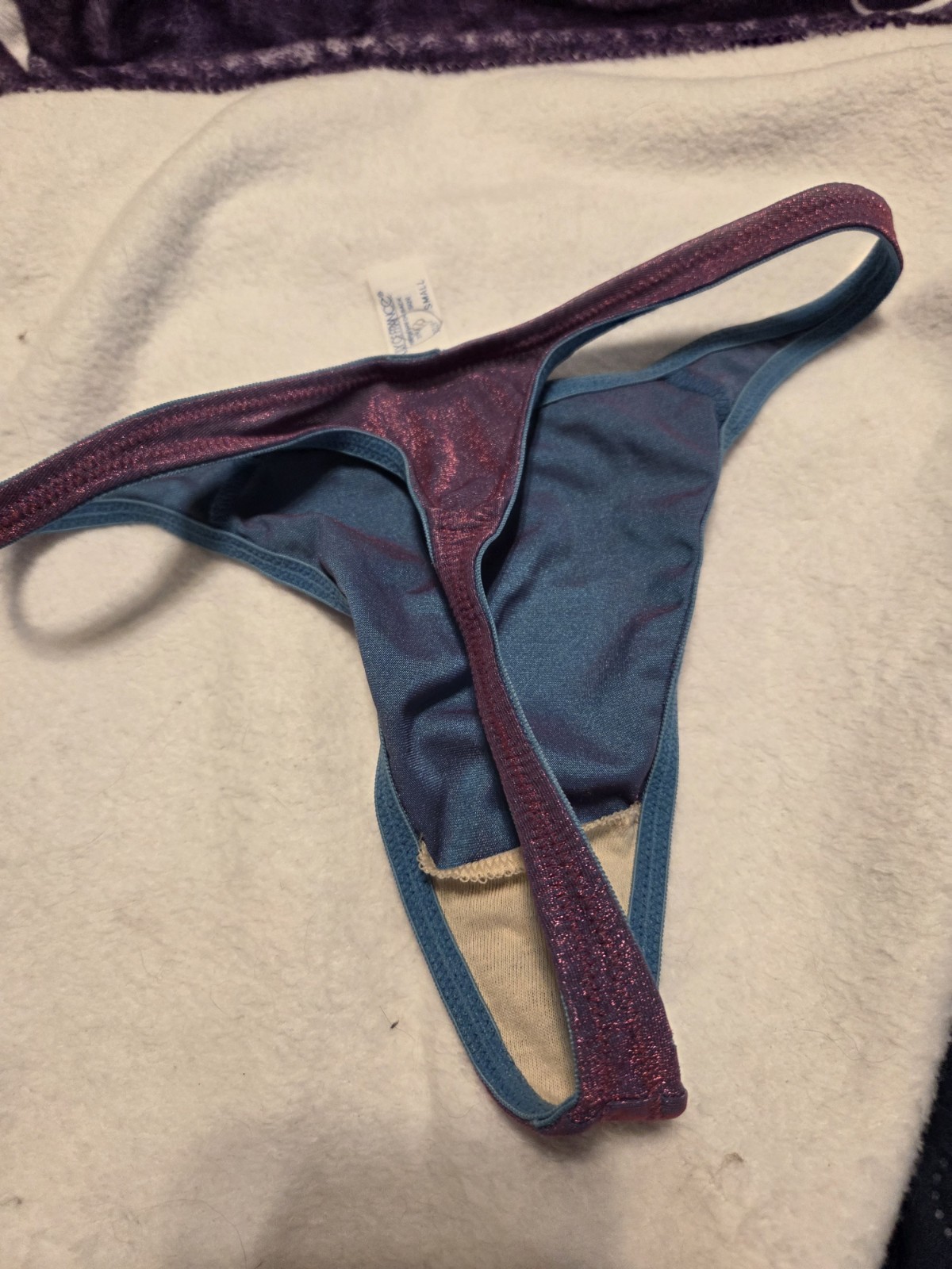 New Vintage Lily of France 3029 Shiny Purple Thong Size Small 5 Panties