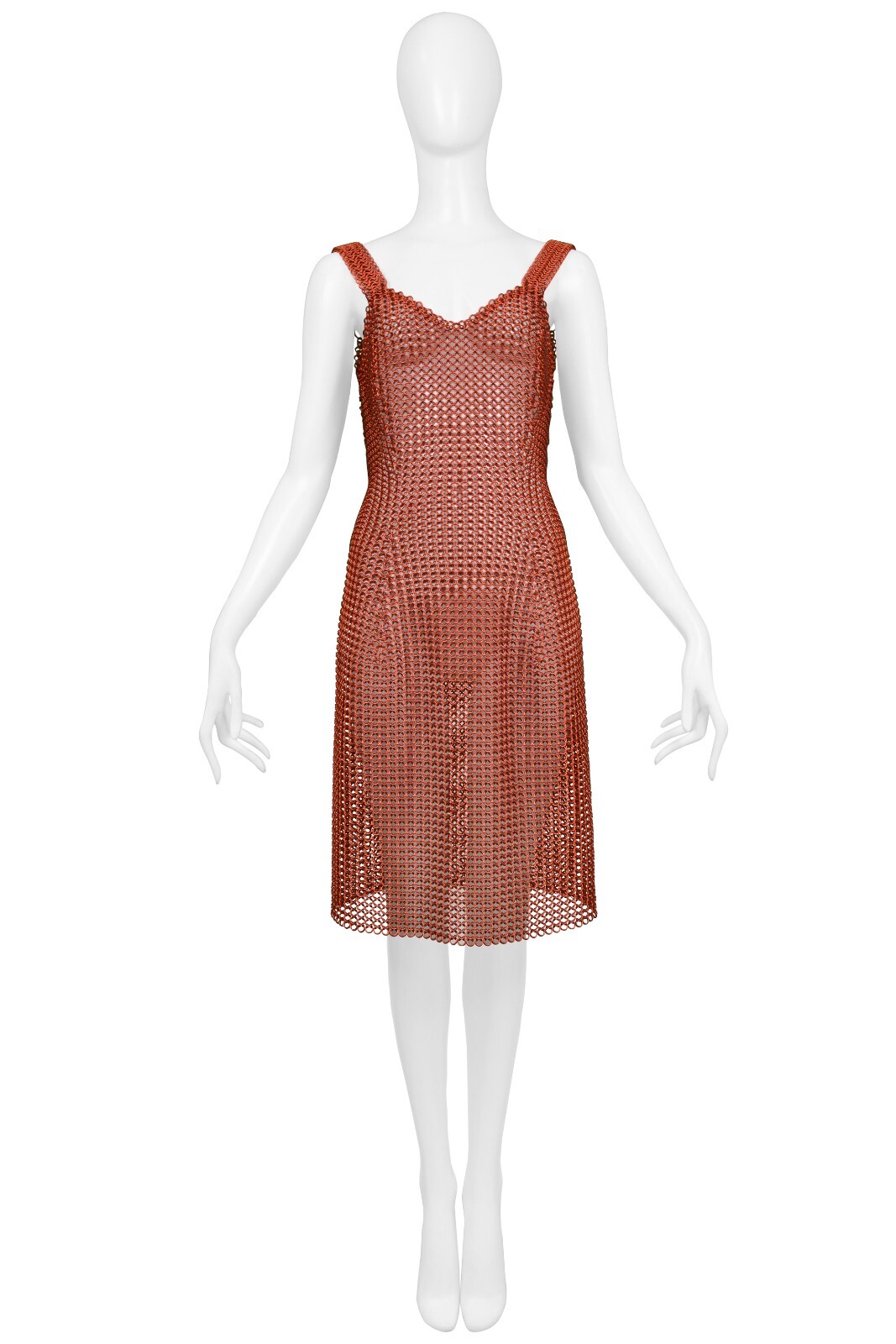 VINTAGE TODD OLDHAM RED METAL CHAIN LINK DRESS 1995