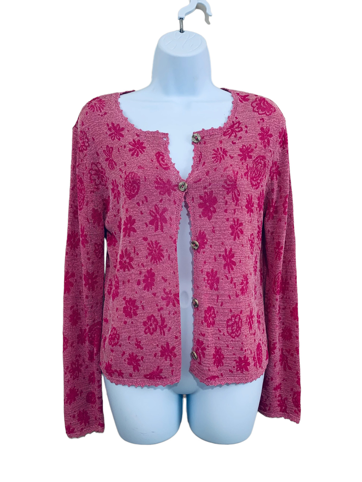 Vtg Sigrid Olsen Small Cardigan Sweater Long Sleeve Y2K Pink Fairy Coquette