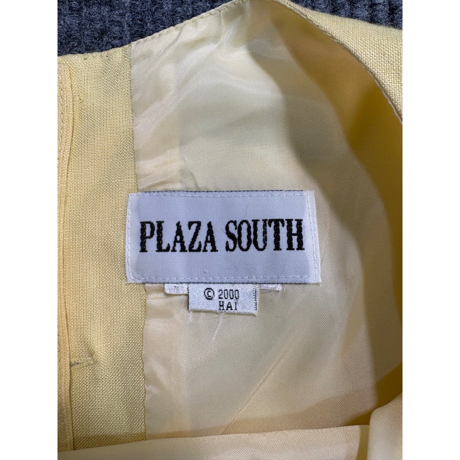 VTG Plaza South Yellow Linen Blend Floral Embroidered Top and Pants Set Size 12