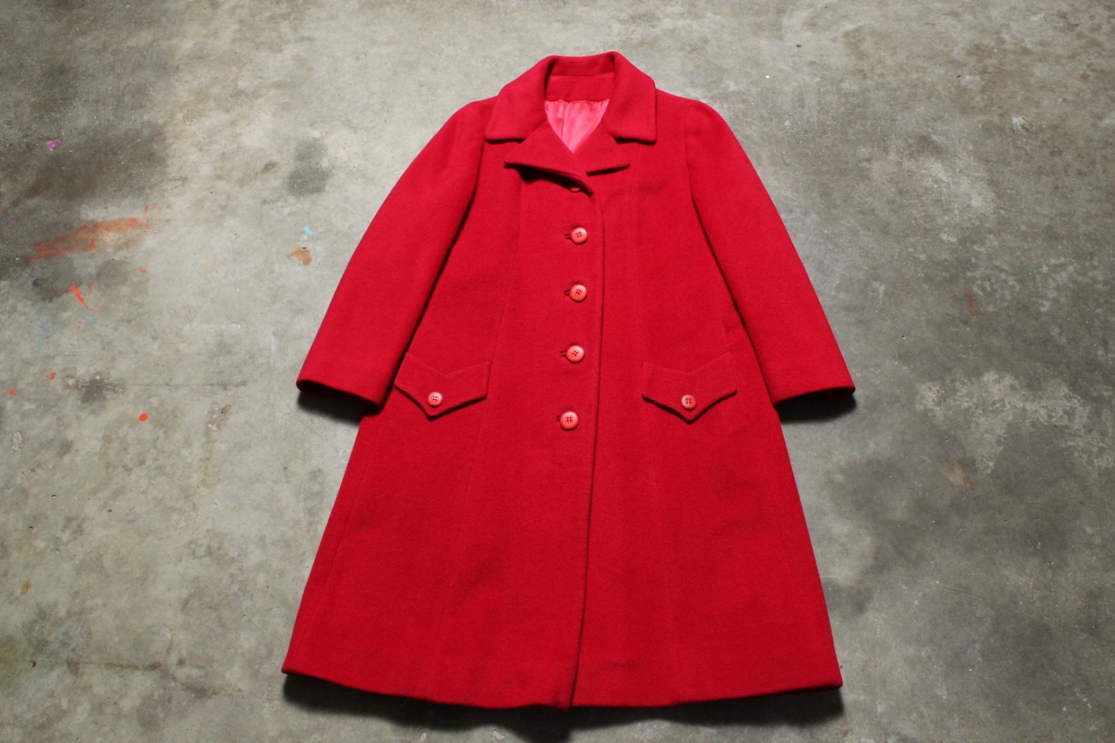 Vintage 60’s USA Union-Made Ruby Red Shagmoor Wool Coat – M / L
