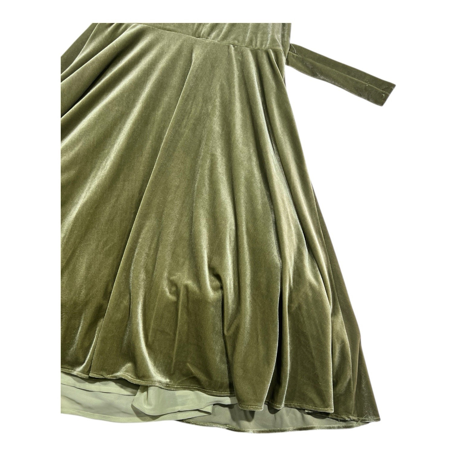 VTG Dimples 80’s Olive Green Velvet A Line Maxi Formal Dress Women’s Sz 12 USA