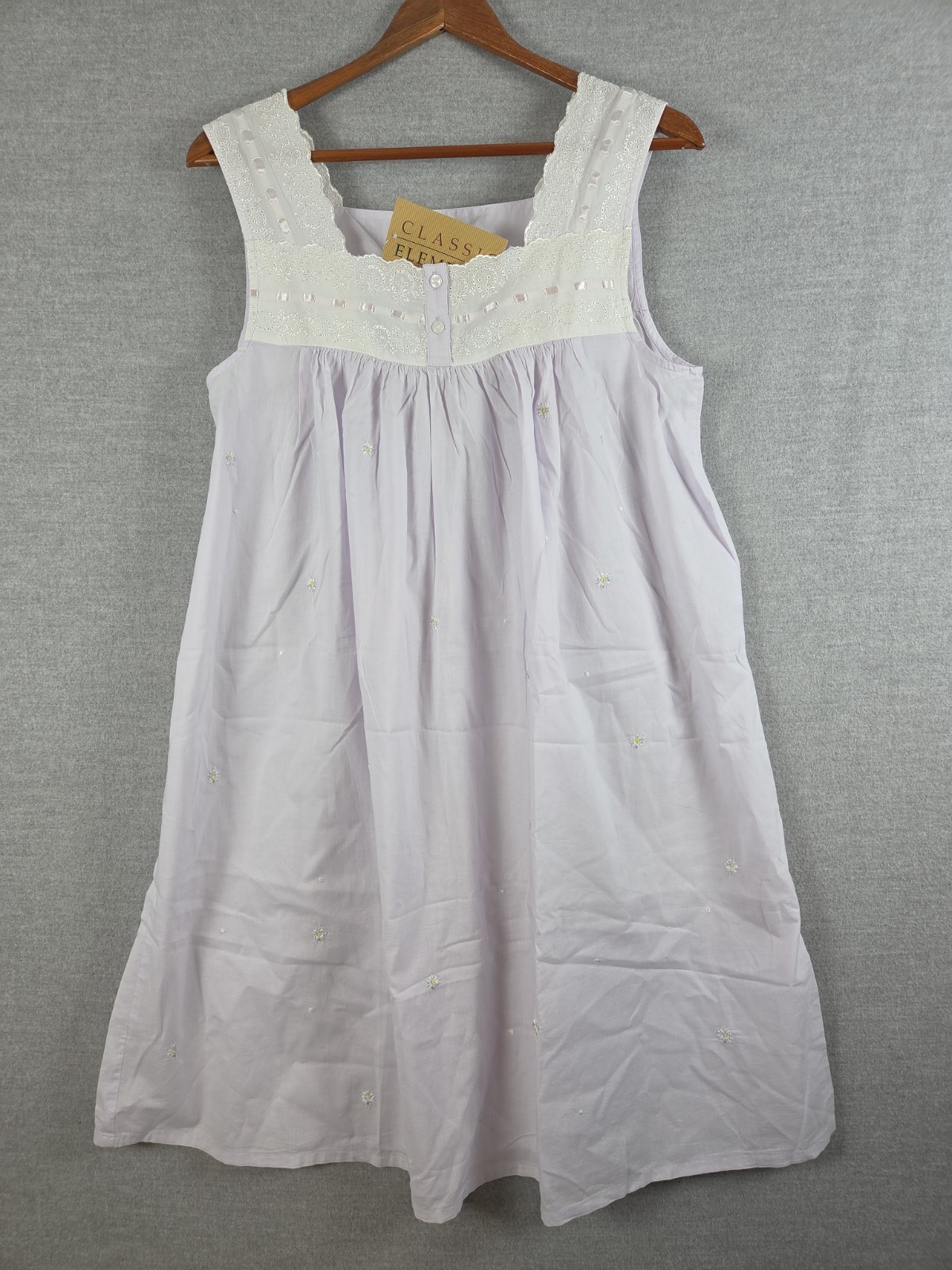 SEARS Vintage Babydoll Nightgown M Lilac Mist Embroidered Cotton Old Stock NEW