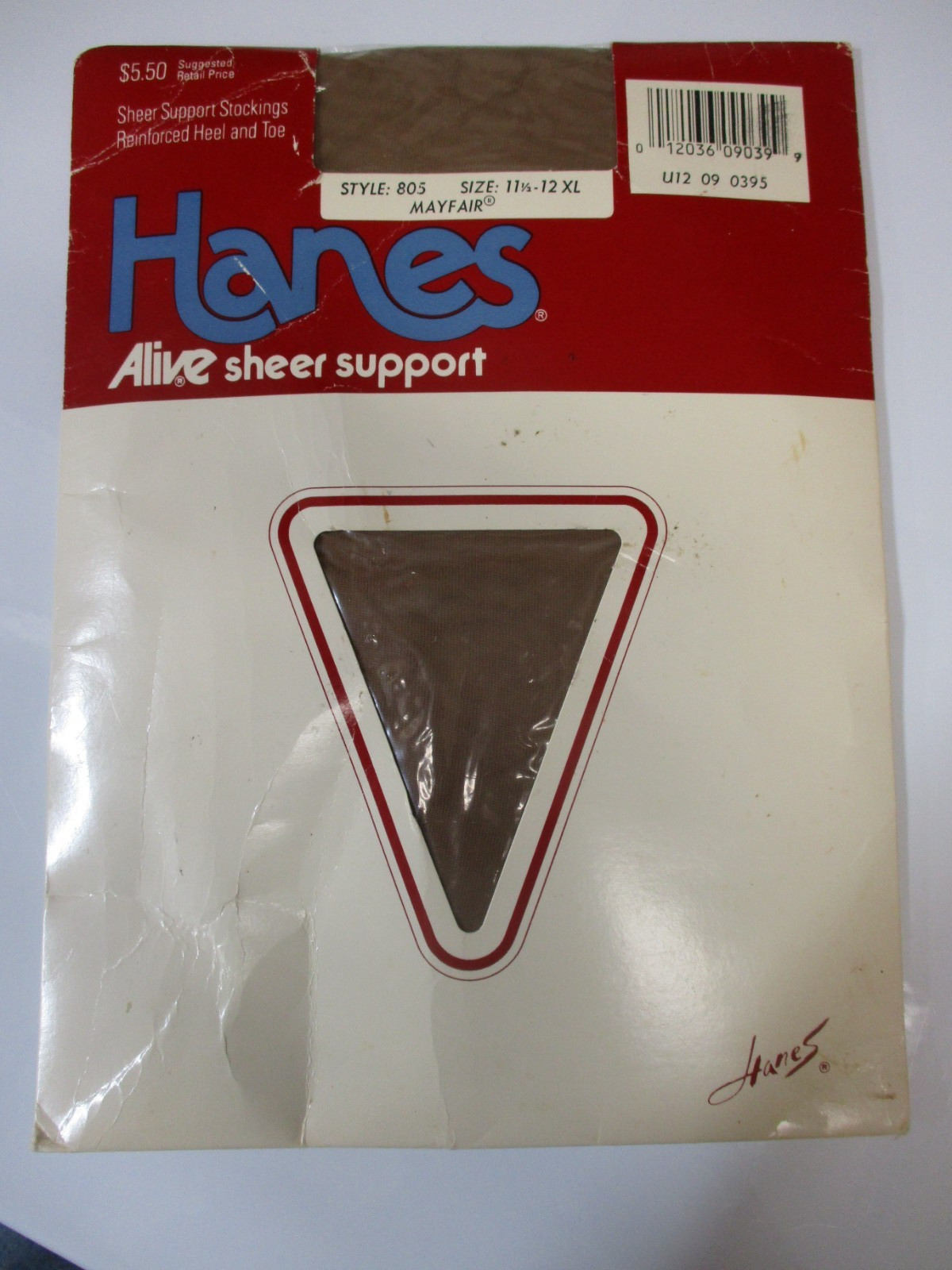 1PR VINTAGE HANES ALIVE RHT SUPPORT SHEER NYLON STOCKINGS SZ 11 1/2-12 XLONG MAY