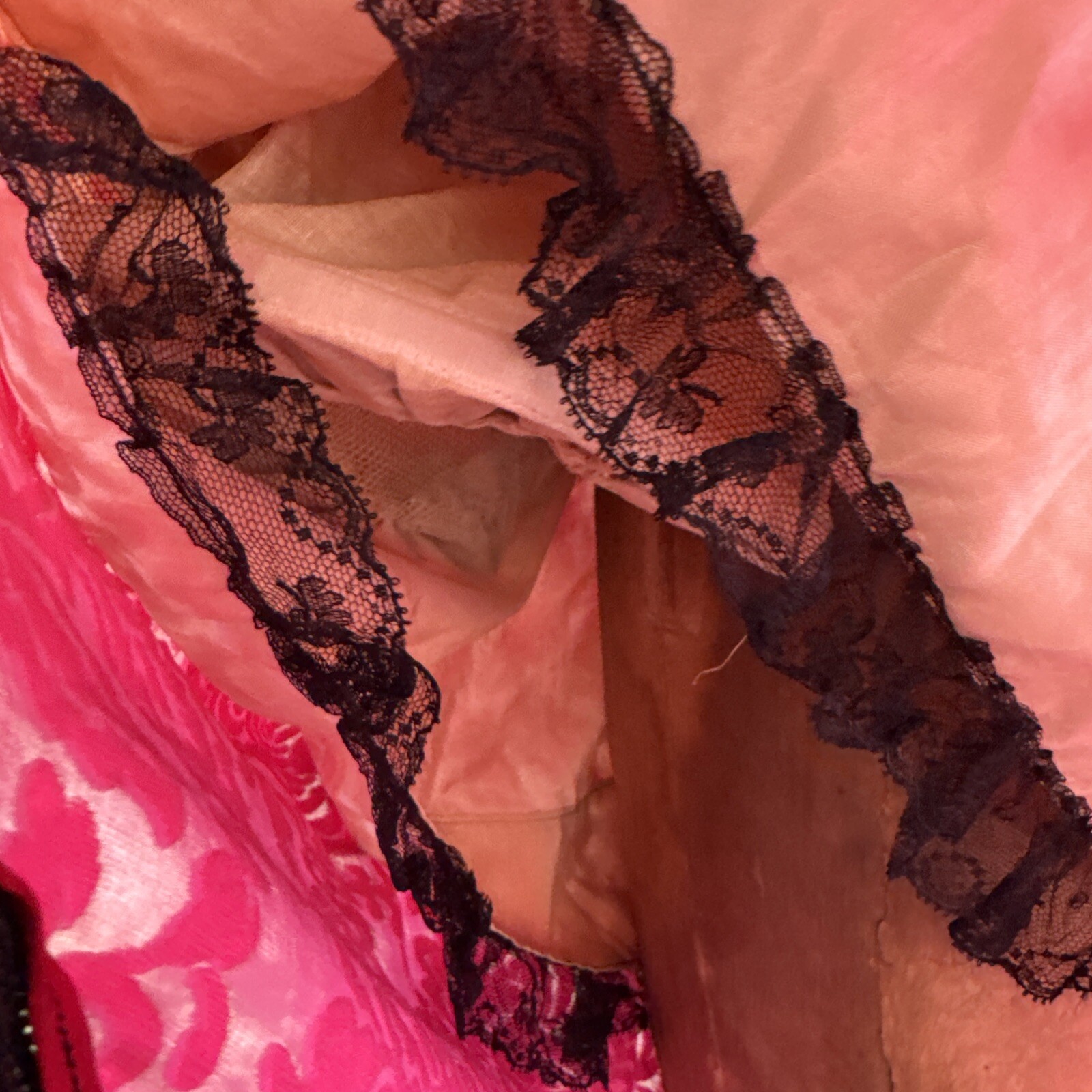 Antique 1920s Robe De Style Stage Dress Pink Devore Velvet Fringe Rhinestone VTG