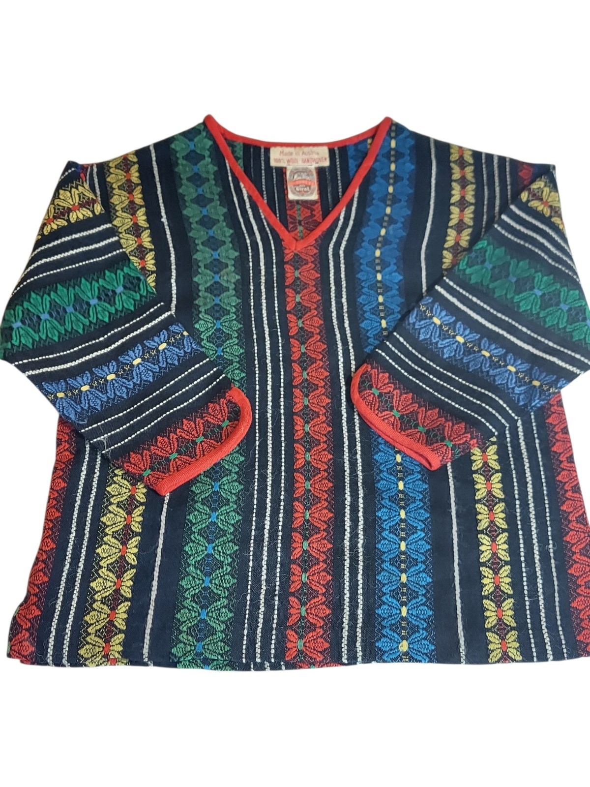 Vintage Mimi Weiss Austria Handwoven 100% Wool Tirol Folk Top Womens S/M Boho
