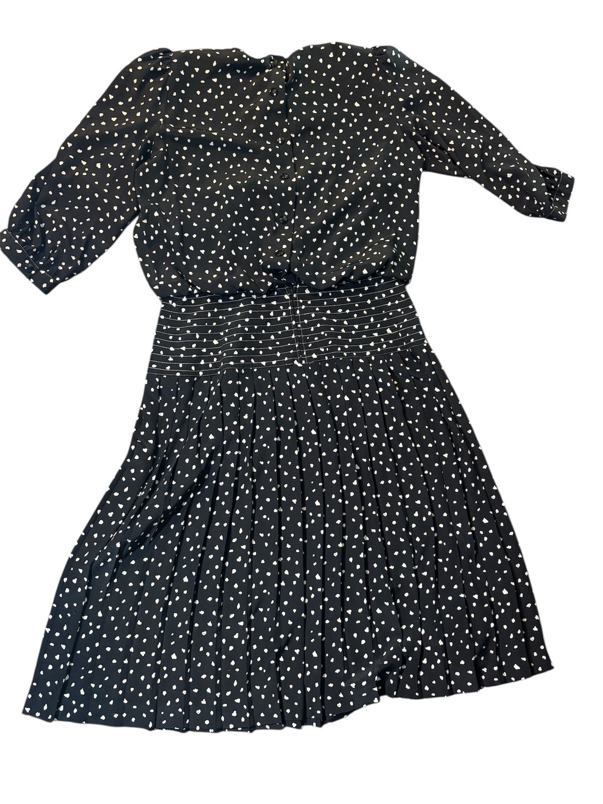 Vtg Leslie Fay Dress Size 16 Black White Animal Print Drop Waist 80’s Deadstock