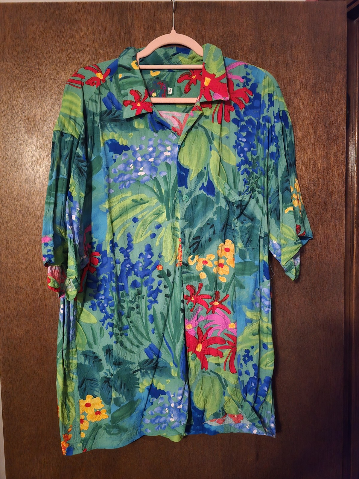 VINTAGE JAMS WORLD WOMEN’S XL “SEAFLOWER” RAYON SS SHIRT