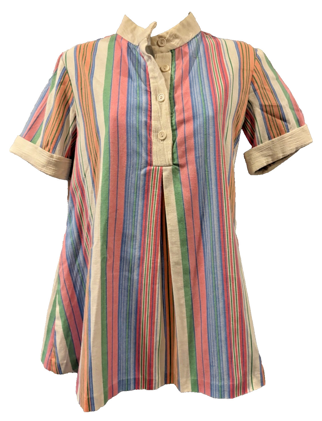 Vtg 70s Maternity Shirt Summer Short Sleeves Size 12