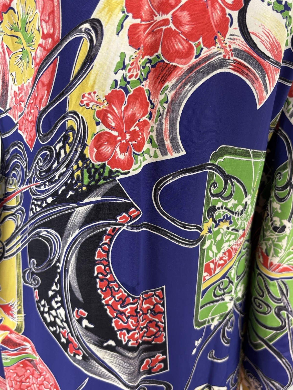 Vtg Paradise Sportswear 1950s Hawaiian Maxi Dress Women’s Pake Muu Fans RARE
