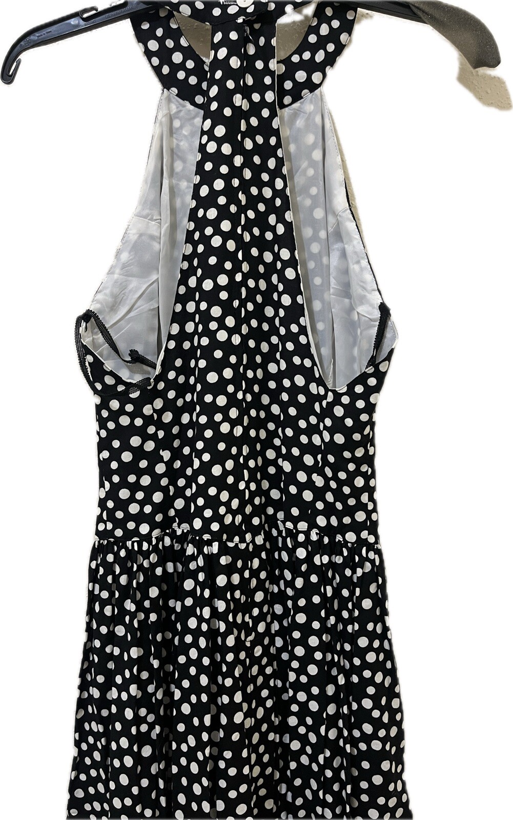 Vtg 80s Geary Roark Kamisato Dress Women 4 Black Polka Dot Pinup Rockabilly Maxi