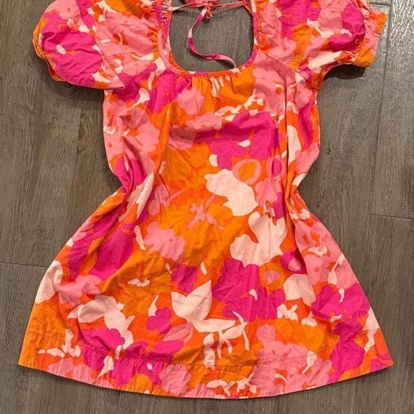 Vintage y2k 2000s boho Free Assembly pink/orange bubble sleeve dress Size S