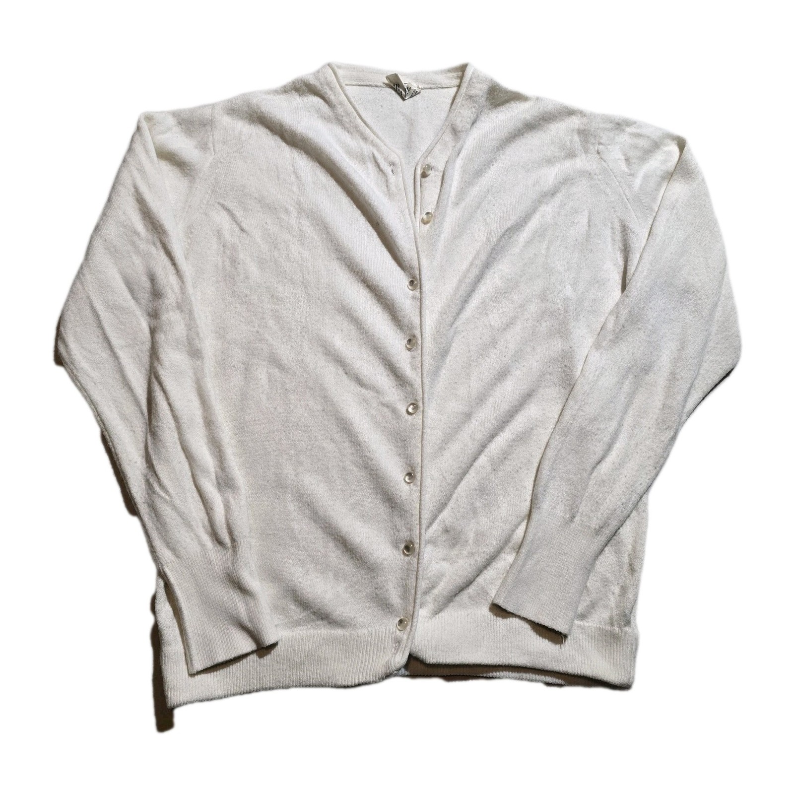 Vintage Designer Original Full Fashion 100% Orlon Acrylic Cardigan White Womens