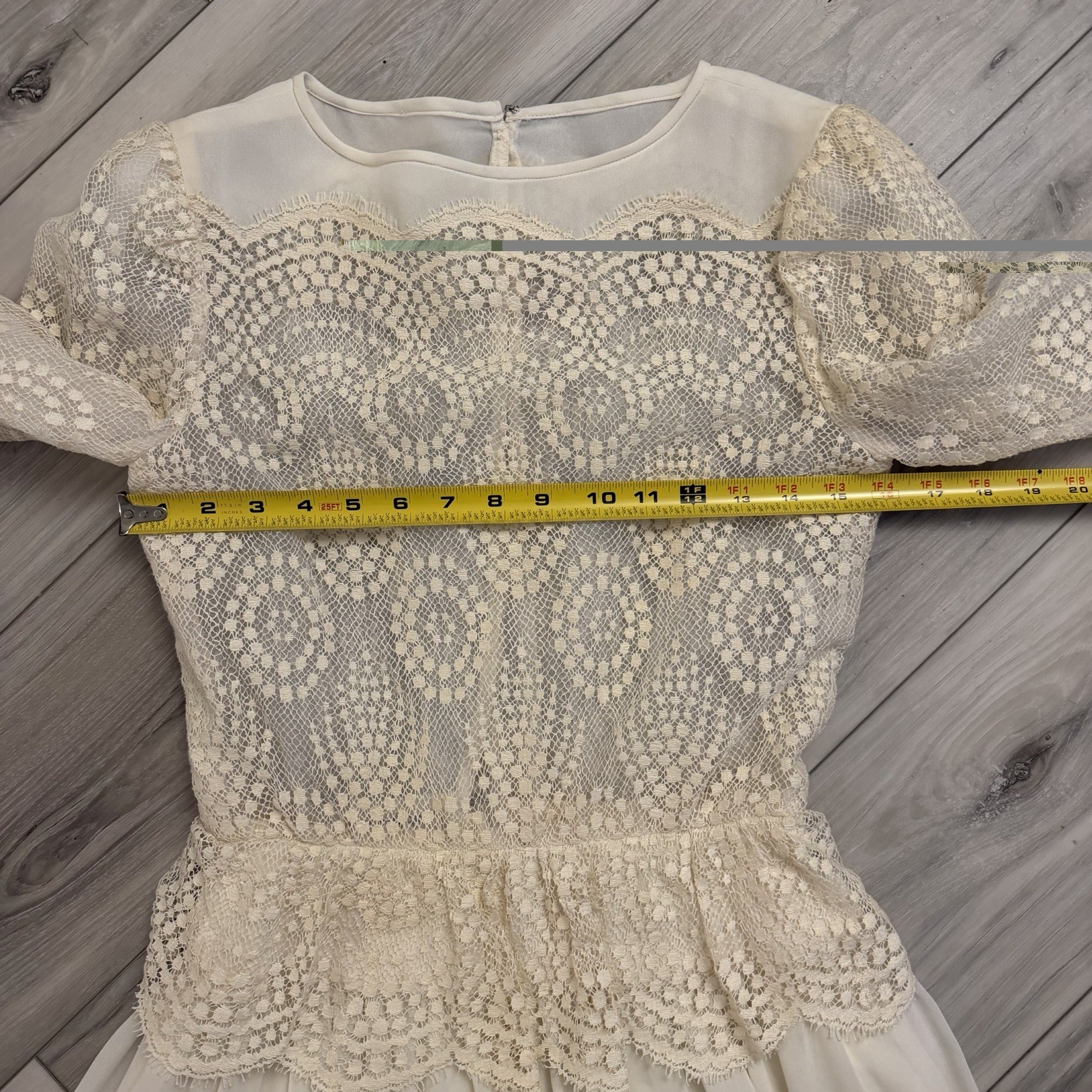 VTG Albert Nipon Boutique Dress Lace Bodice Midi Size 4 USA Union Made Cream