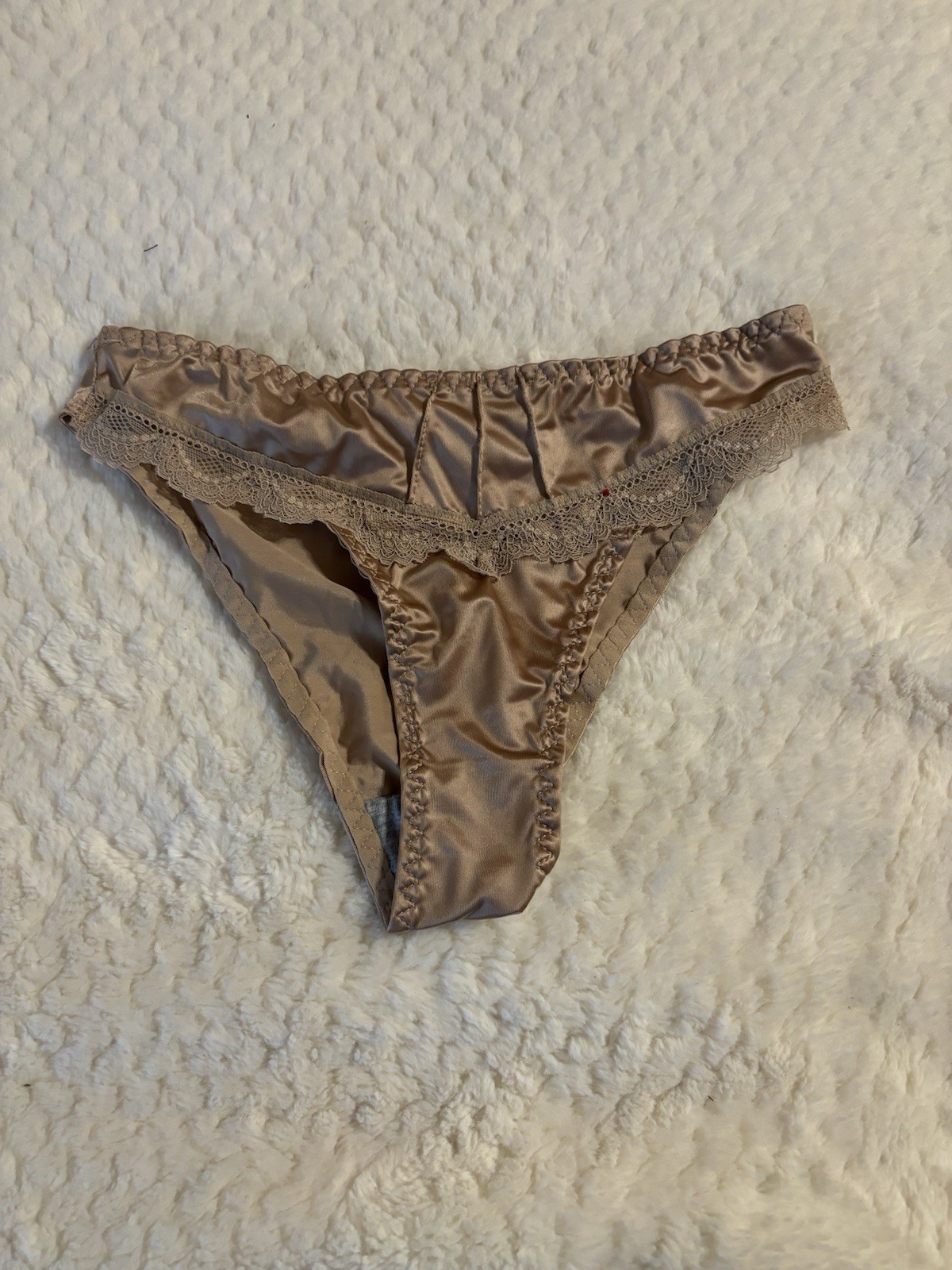 VTG Nude Satin Bikini Panties Size L