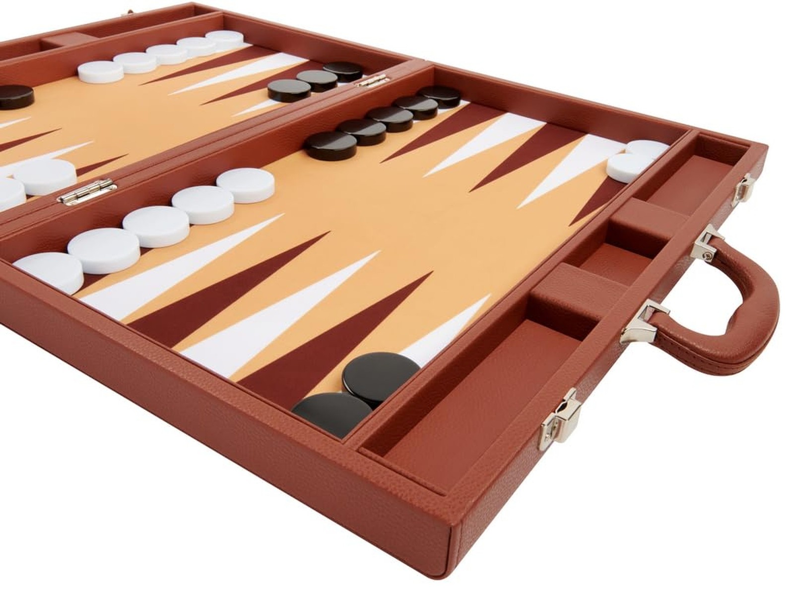 Silverman & Co. 19-inch Premium Backgammon Set – Desert Brown Board
