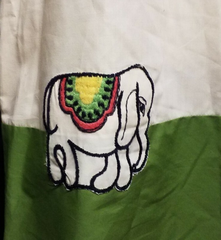 Vtg 60s Ken Robe by Kenrose House Dress Embroidered Elephant Sz12 Union Made