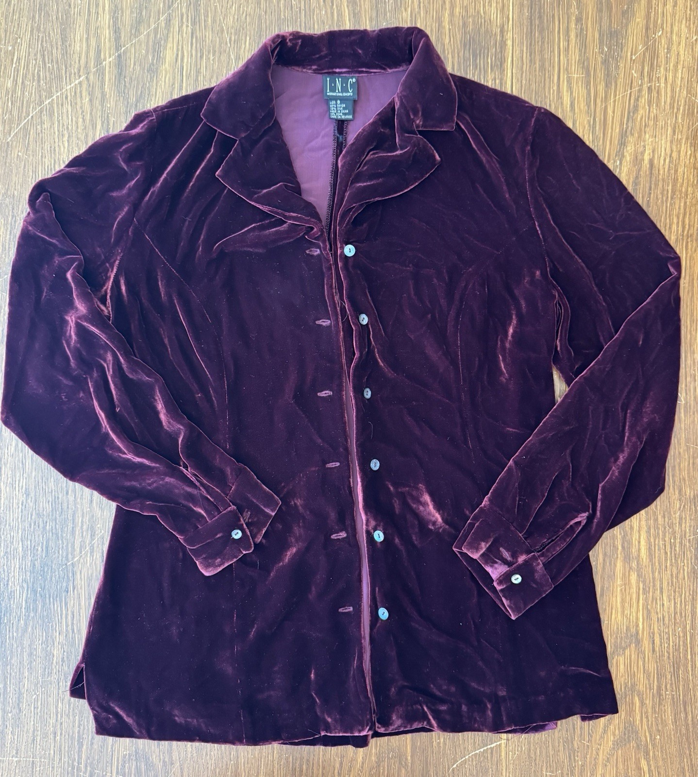Vintage Velvet Dark Academia Crimson Women’s Button Top Whimsigoth 90s /Y2K