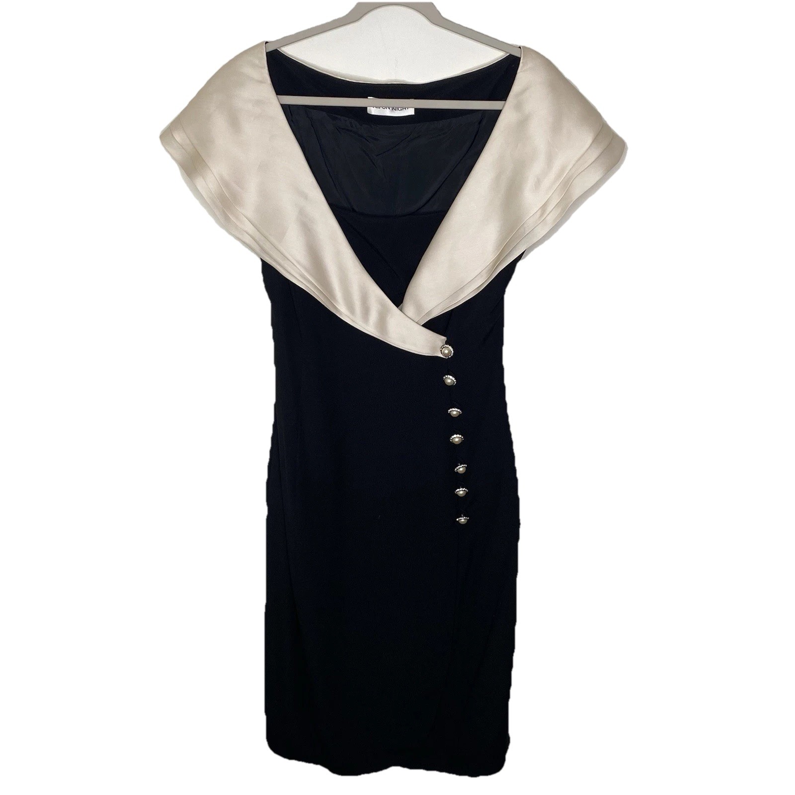 Nipon Night Vintage Cocktail Dress Portrait Collar 80s 90s Glam 12