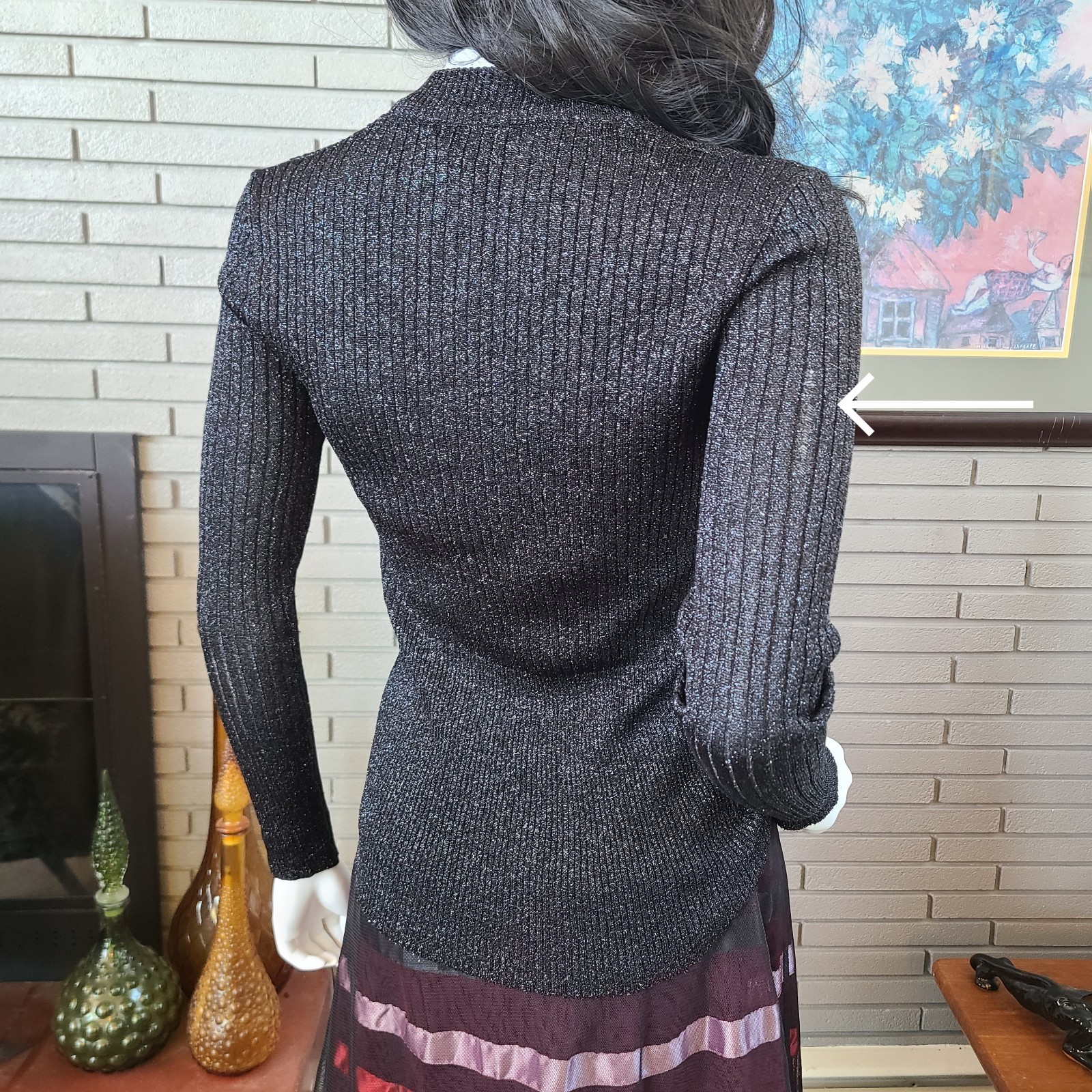 Vintage 1970’s black lurex v-neck long sleeve too by Renée Tener for Outlander