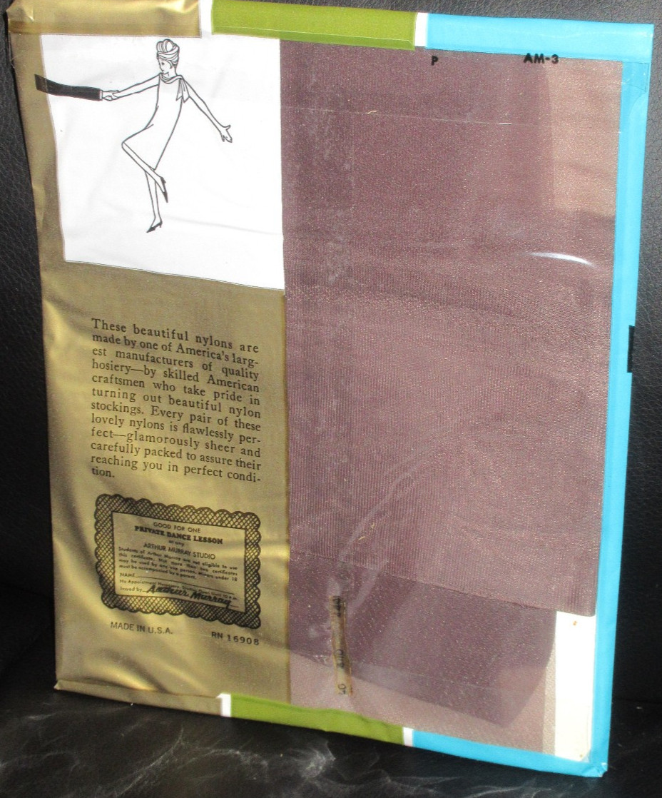 Vintage Arthur Murray Off Black Seamless Nylons Late 60s Size 10.5 womens Thigh