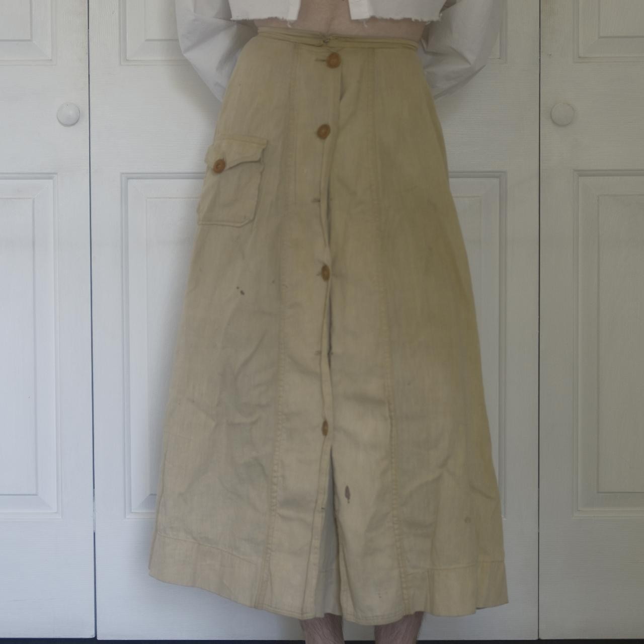 Extremely Rare Edwardian 1910s Khaki Twill Concealed Panel Pant/Skirt