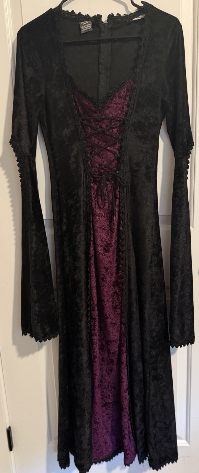 Begotten by Dilek Atasu Gothic Lace-Up Dress Black/Purple Polyester Size S