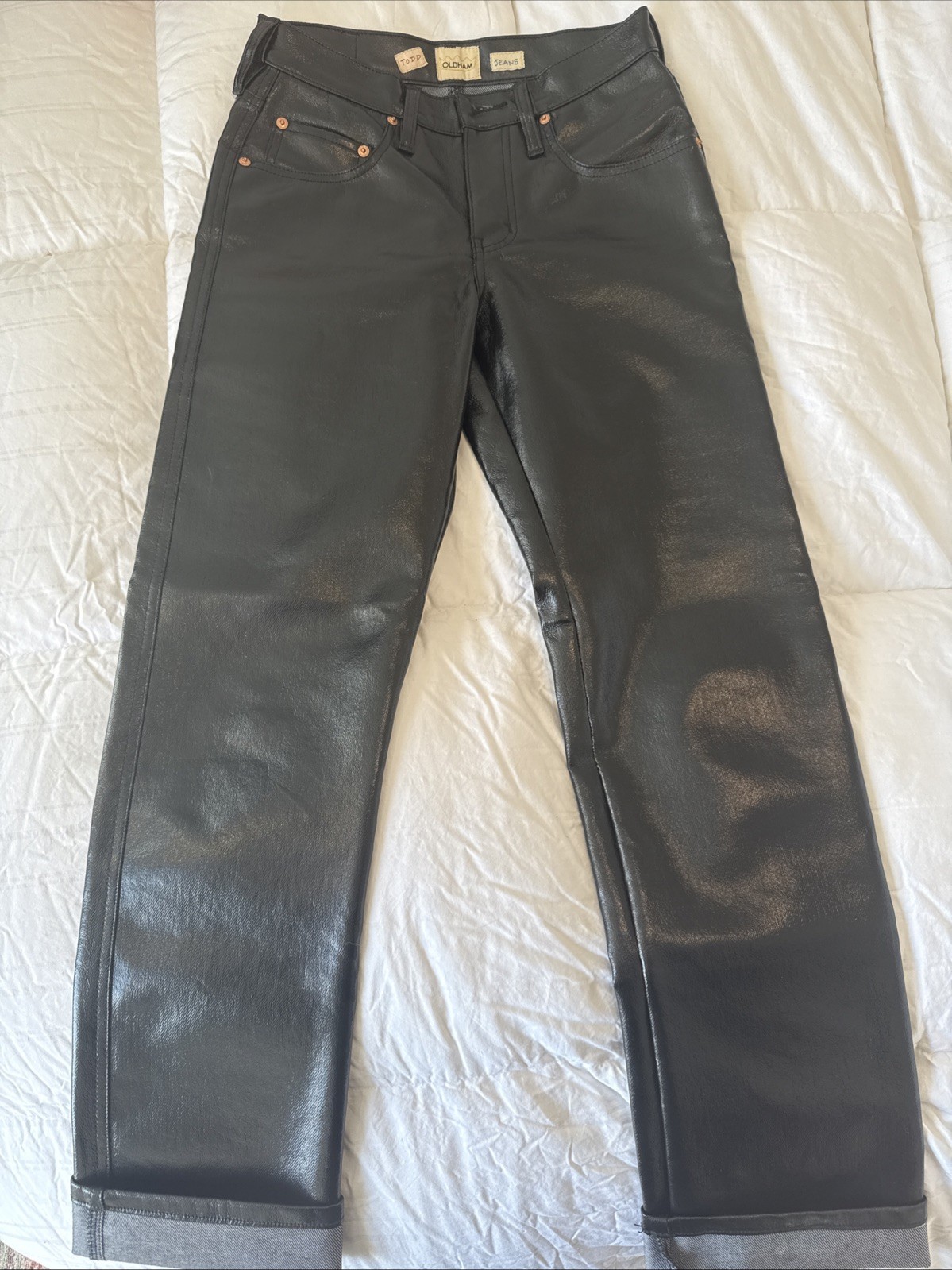 Rare Todd Oldham Vintage 90s Black Shiny Jeans Size 4 | USA-Made Denim