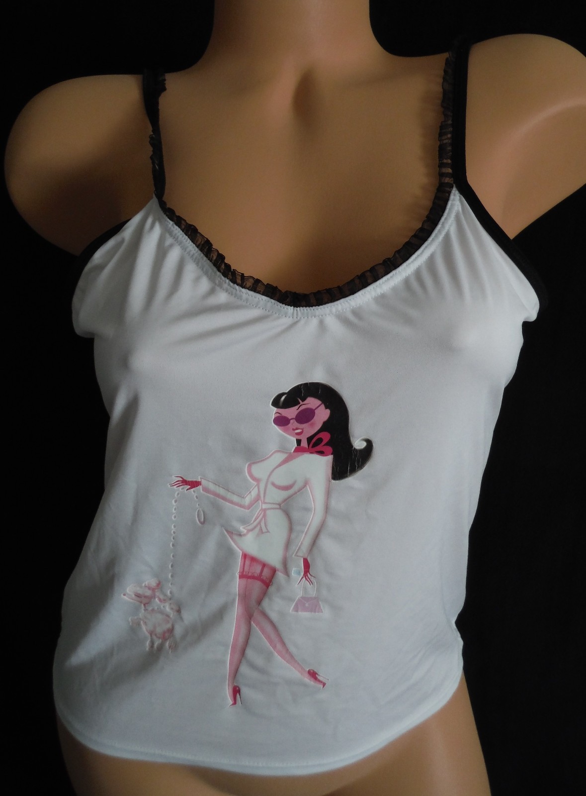 Super Rare FREDERICKS of HOLLYWOOD New VTG 80s/90s Tank Top Socialite & Poodle M