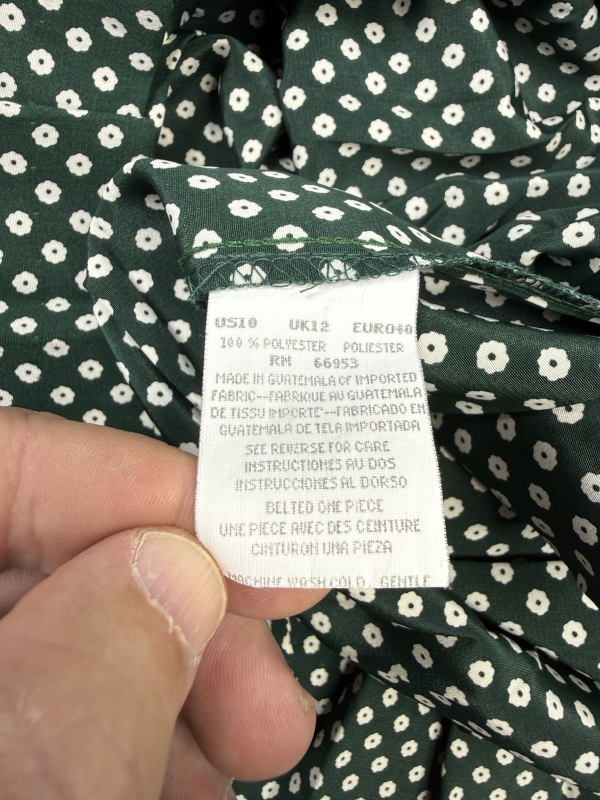 Vintage 80s Leslie Fay Hunter Green Polka Dot Midi Secretary Dress – Size 10 EUC