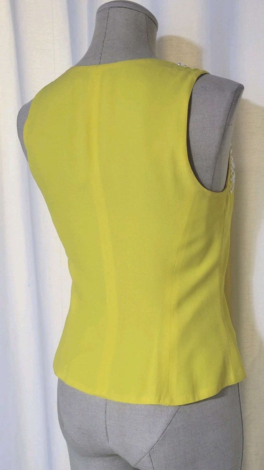 Vintage 80s 90s Byblos Yellow Bustier Style Pearls Embellished Top Italy 42 6