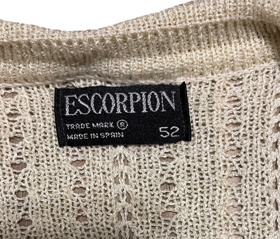 Vintage Womens Knit Shirt Top Collared Size 52 Short Sleeve Beige Spain Made 80s