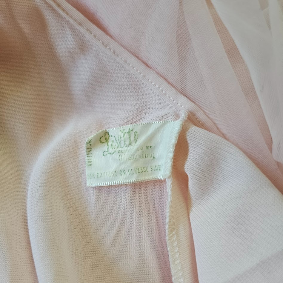 Vtg 60s Whipped Pink Babydoll Sheer Chiffon Double Layer Nightie Pajama M/L/XL