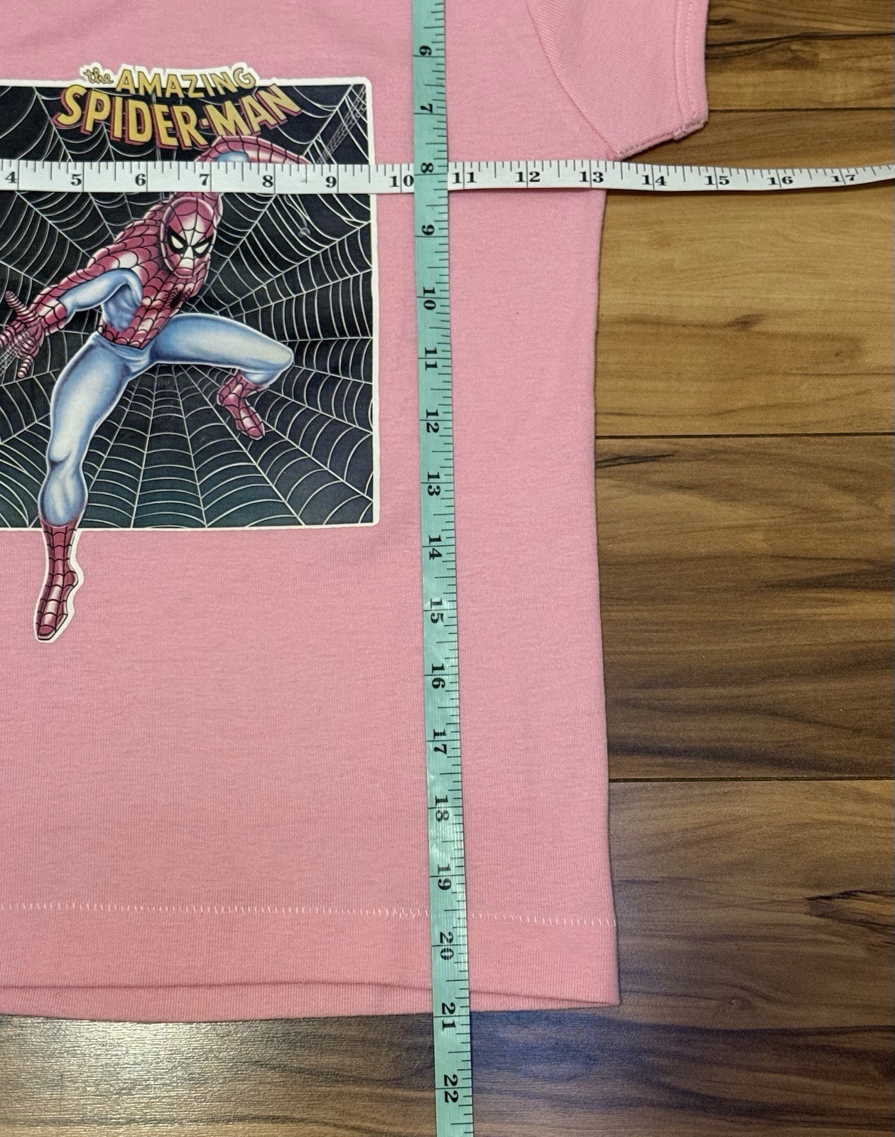 Vtg 70s Baby Doll TShirt Pink The Amazing Spiderman XS Single Stitch Polycotton