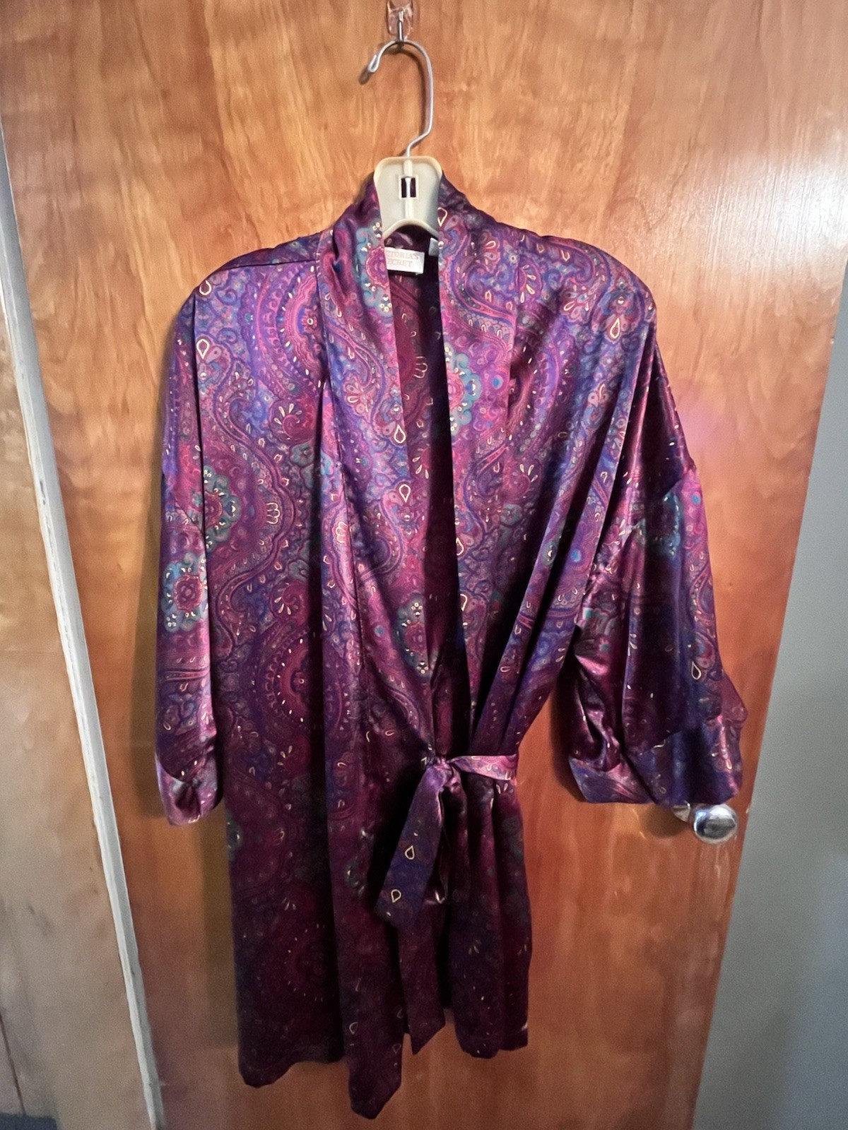 Victoria’s Secret Vintage Gold Label Small Purple Satin Robe Maxi Red Green Blue