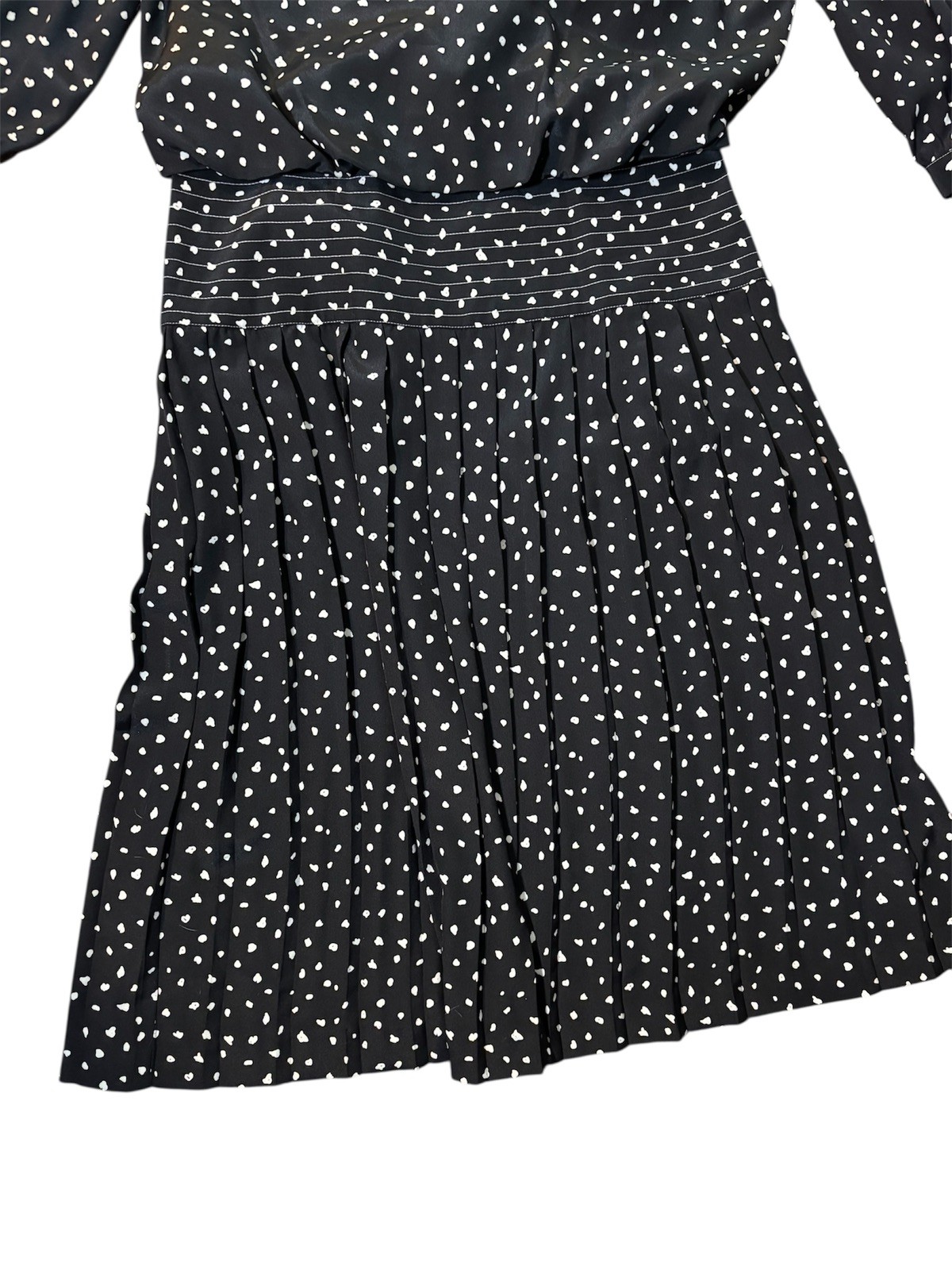 Vtg Leslie Fay Dress Size 16 Black White Animal Print Drop Waist 80’s Deadstock