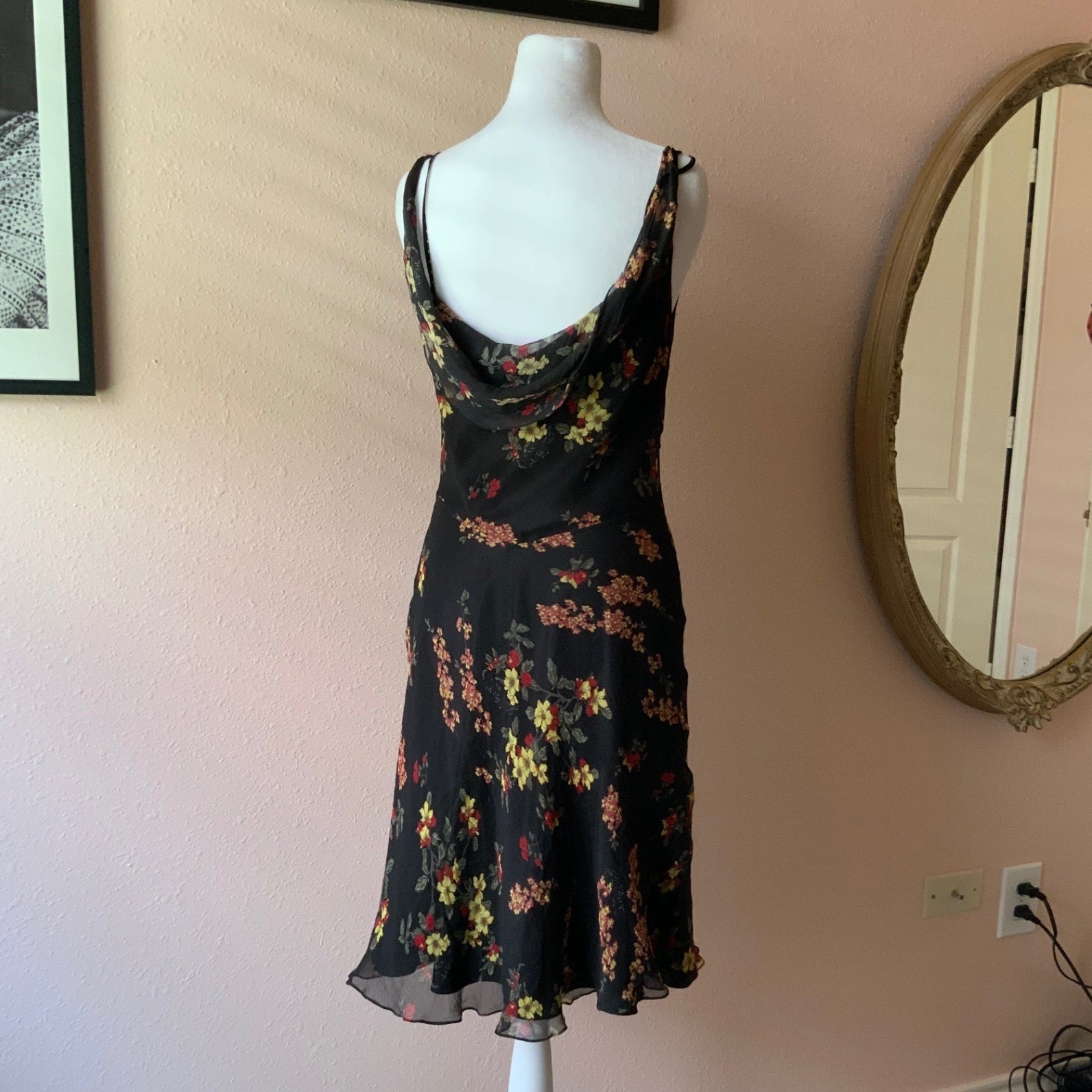 Vintage Galliano Silk Floral Graphic Mini Dress 28/42