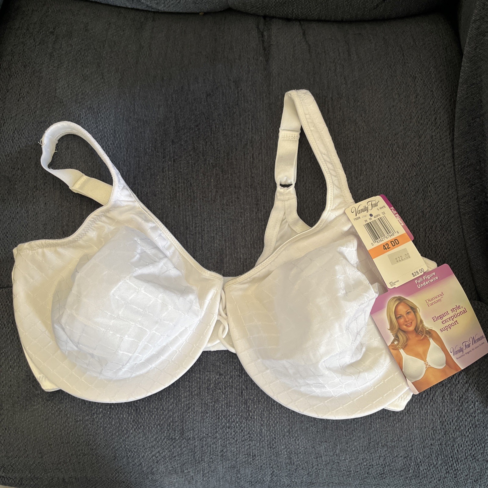 NWT Vanity Fair Full Figure Underwire Bra 42DD Diamond Fantasy