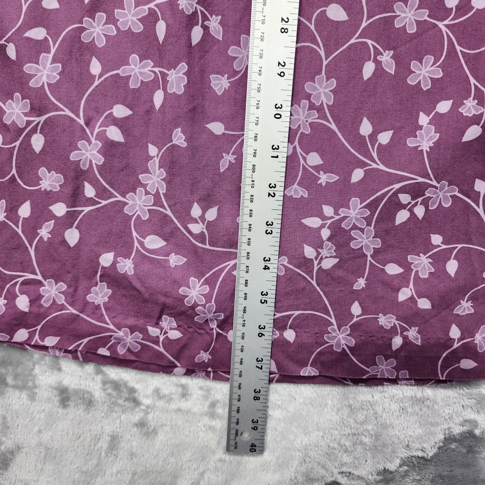 Vintage CJ Banks Skirt Womens 26W Purple Floral Pull On Midi Back Slit Preppy