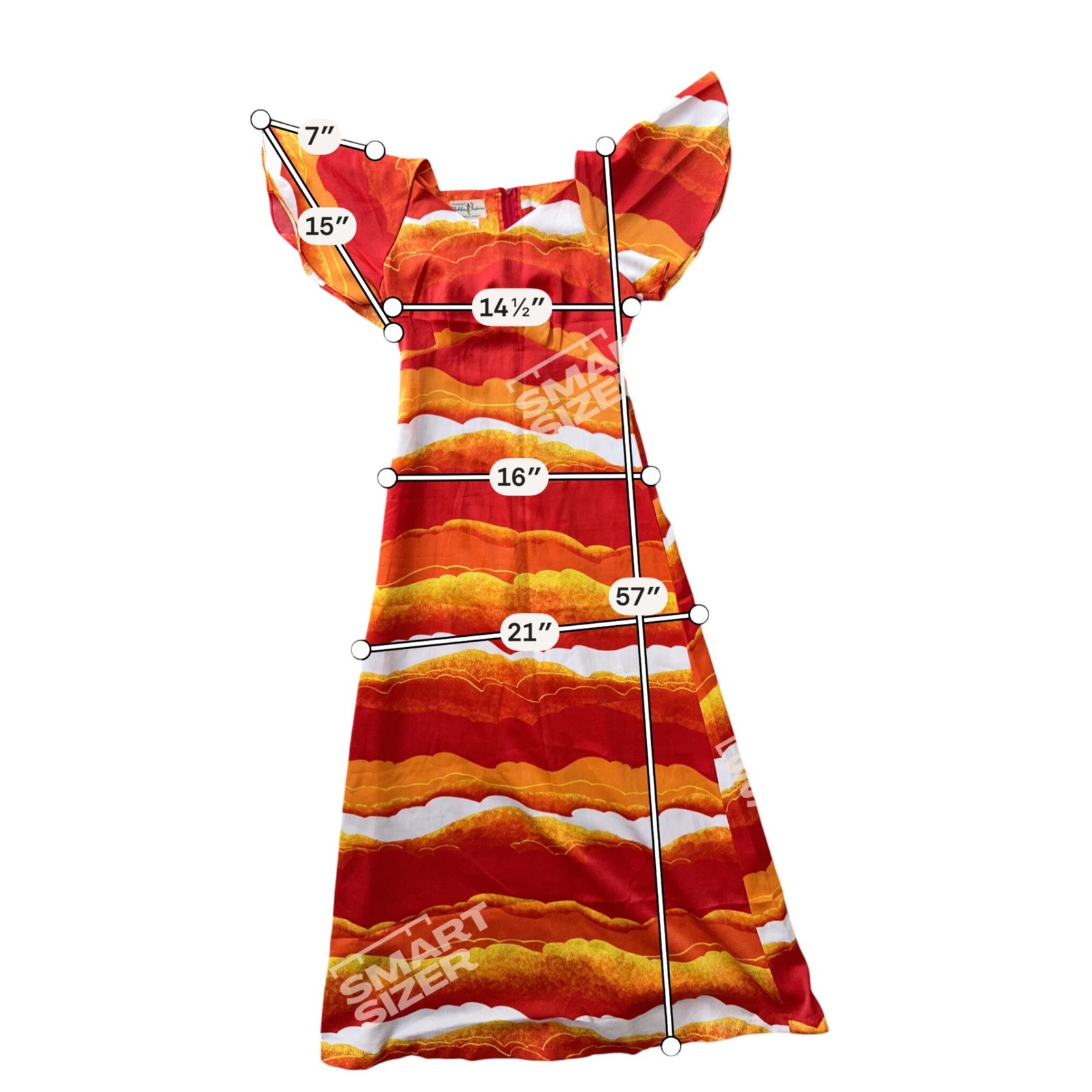Vintage Hawaiian Sunset Maxi Dress 6 Made in Hawaii Sunset Empire Waist Orange