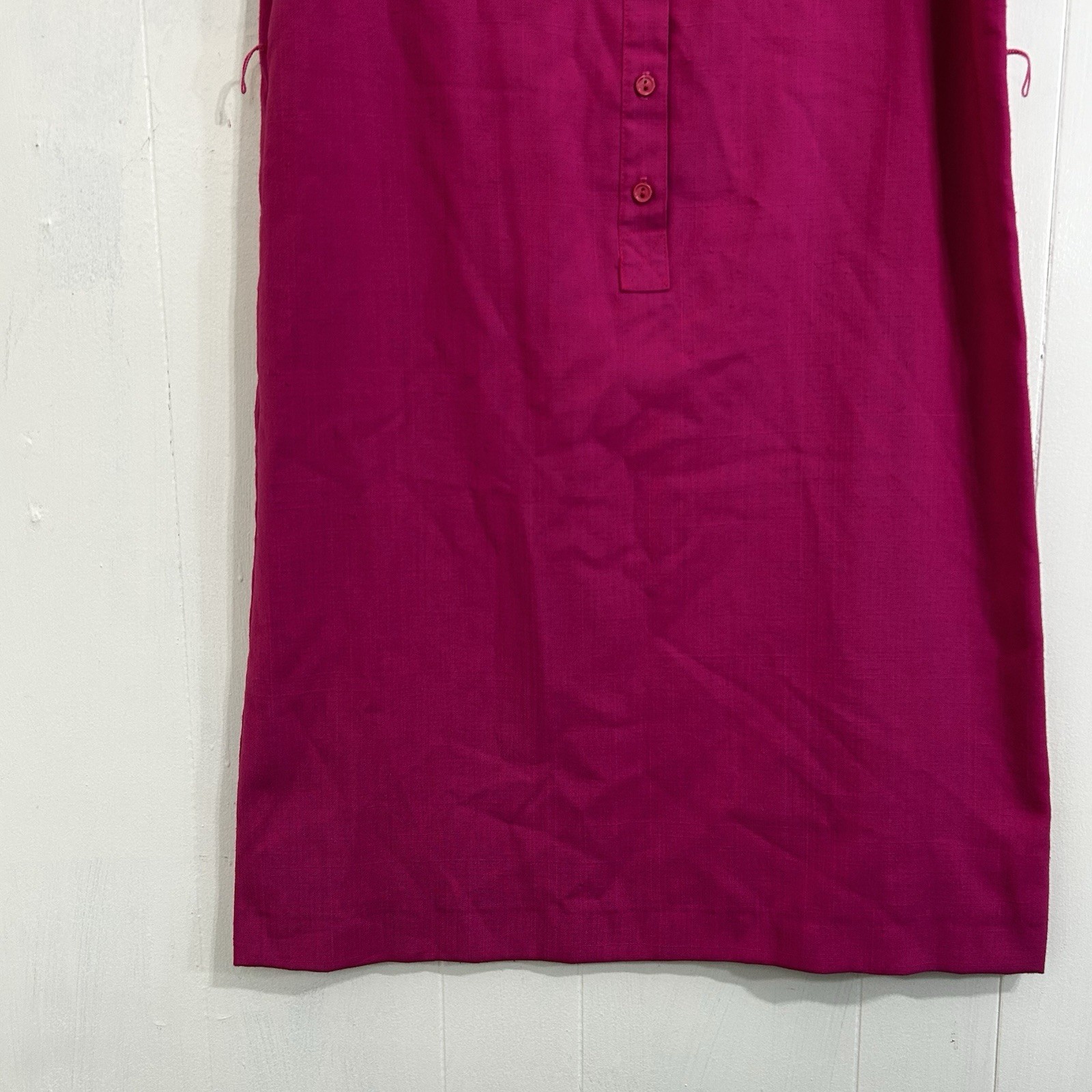 Vintage 70’s Schrader Sport Midi Dress Size 14 Hot Pink Embroidery Texture Dress